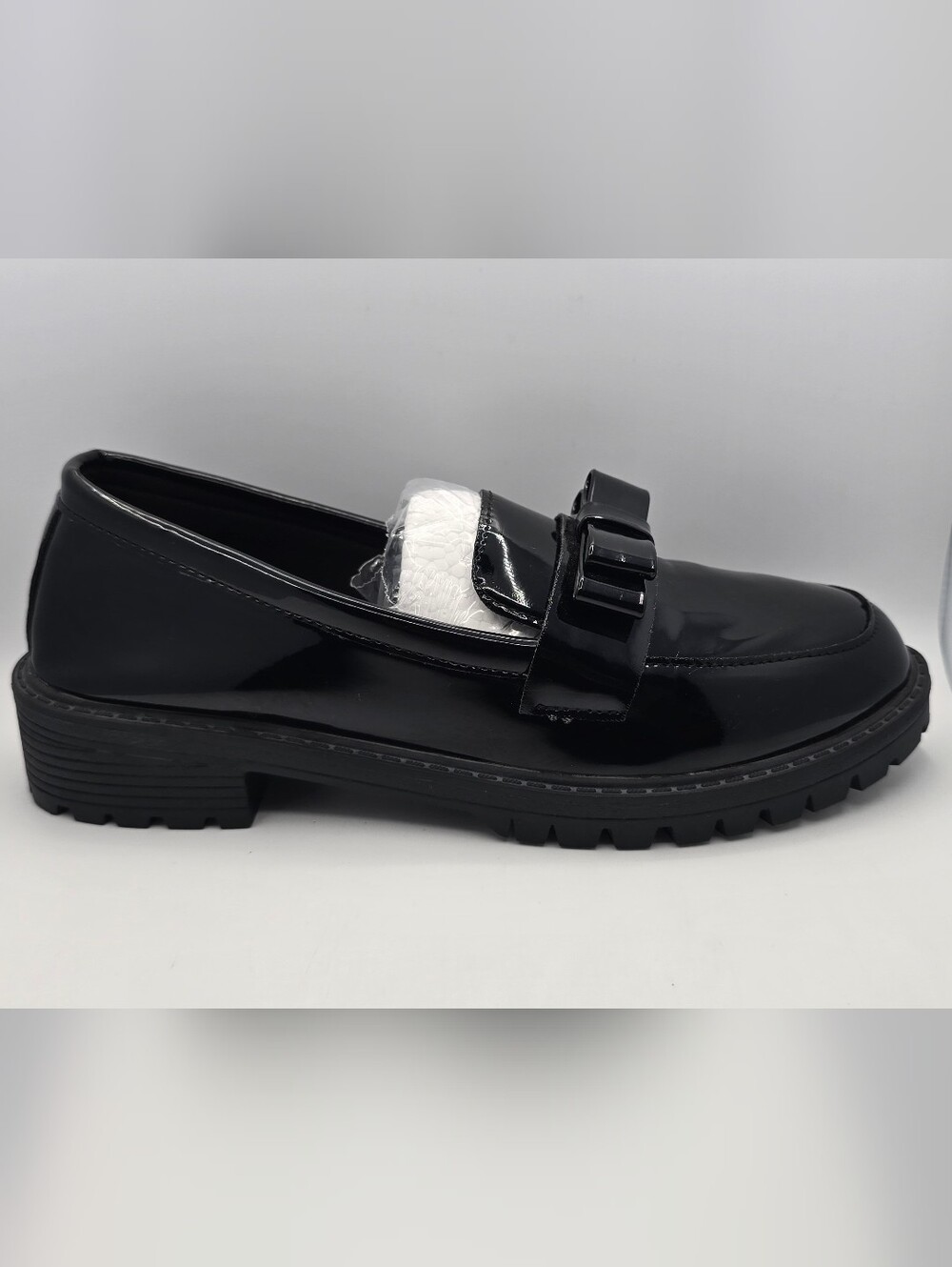 & Other Stories Black Patent Loafer with Bow Trim